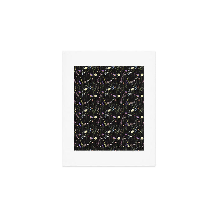 Moody Wildflowers Black Floral Pattern Art Print Gallery Image 1