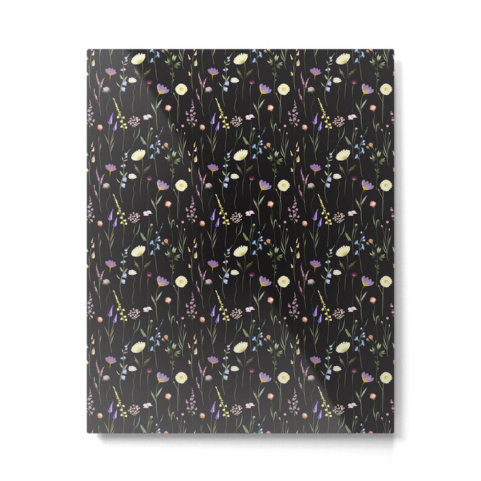 Moody Wildflowers Black Floral Pattern Metal Print Gallery Image 1