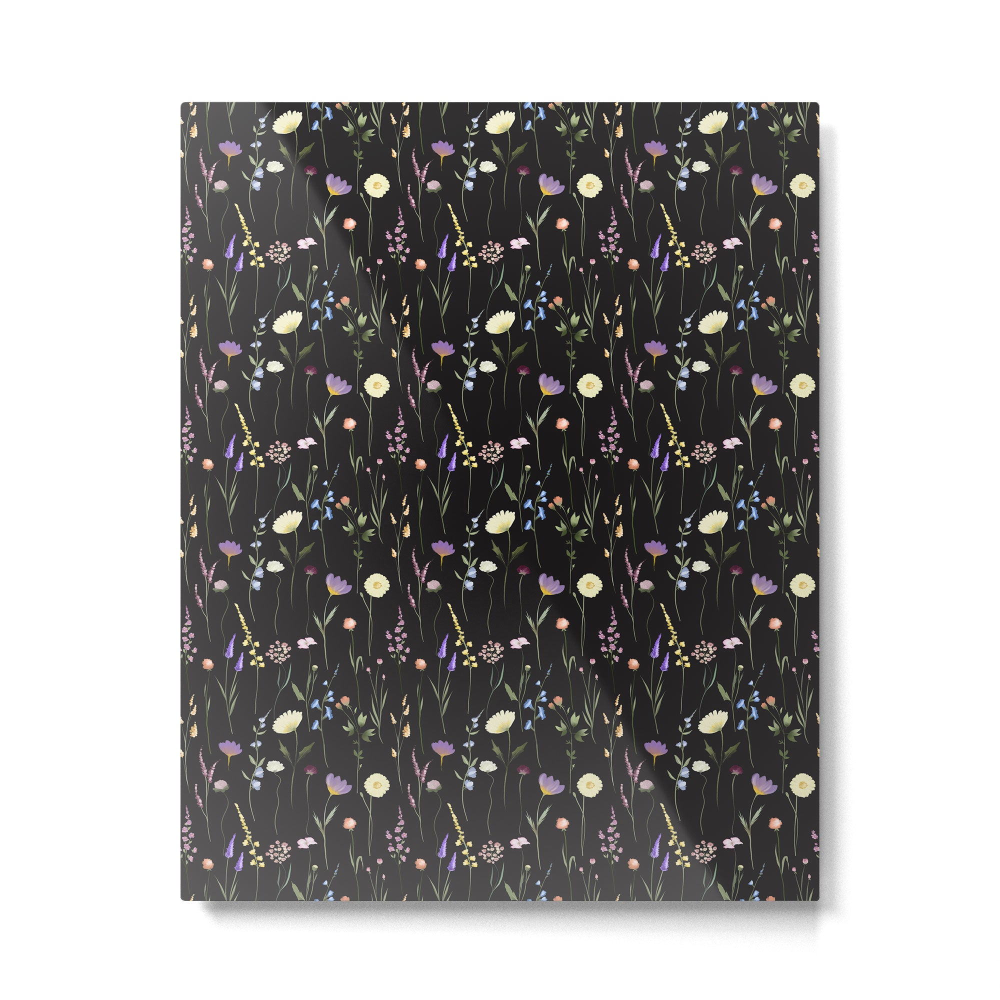 Moody Wildflowers Black Floral Pattern Metal Print Gallery Image 6