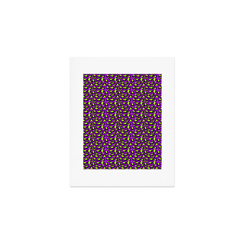 Neon Purple Green Leopard Pattern Art Print Gallery Image 1