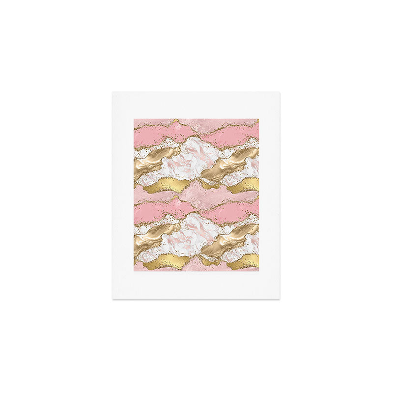 Pink Gold Glitter Agate Pretty Girly Art Print Gallery Image 1