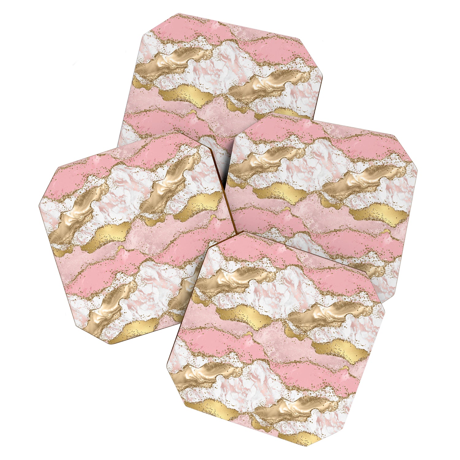 Pink Gold Glitter Agate Pretty Girly Coaster Gallery Image 1