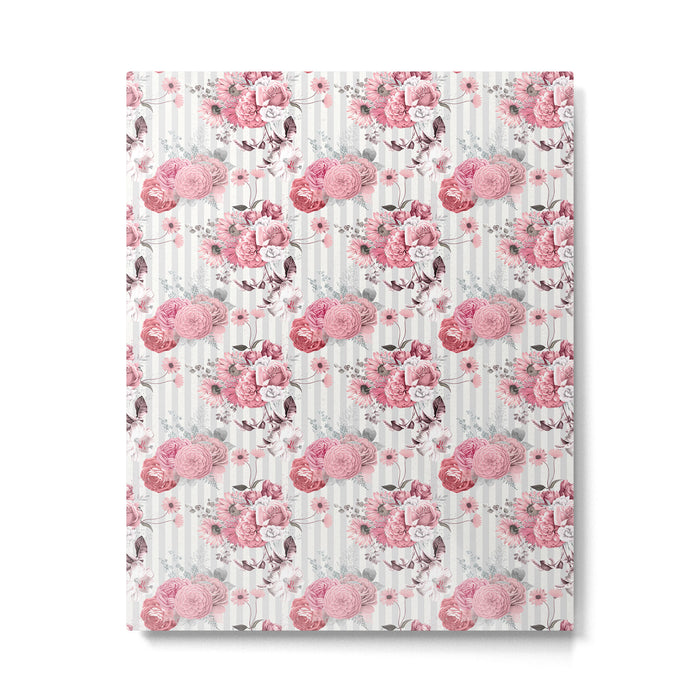 Vintage Striped Pink Floral Pattern Metal Print Gallery Image 1