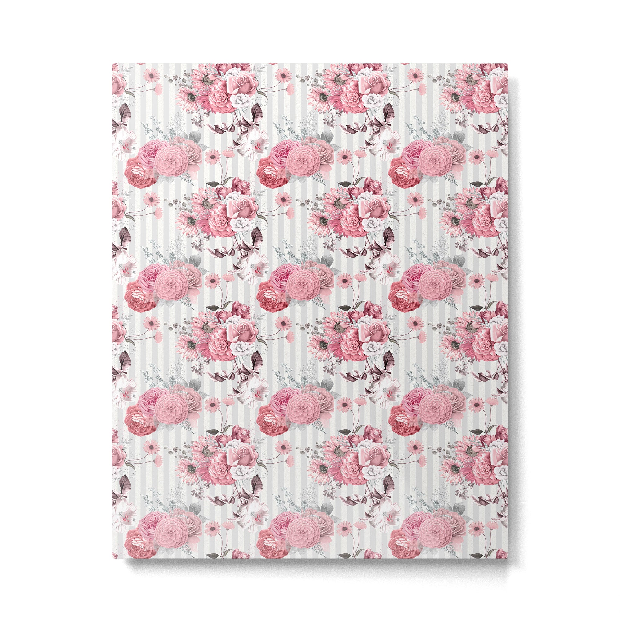 Vintage Striped Pink Floral Pattern Metal Print Gallery Image 6