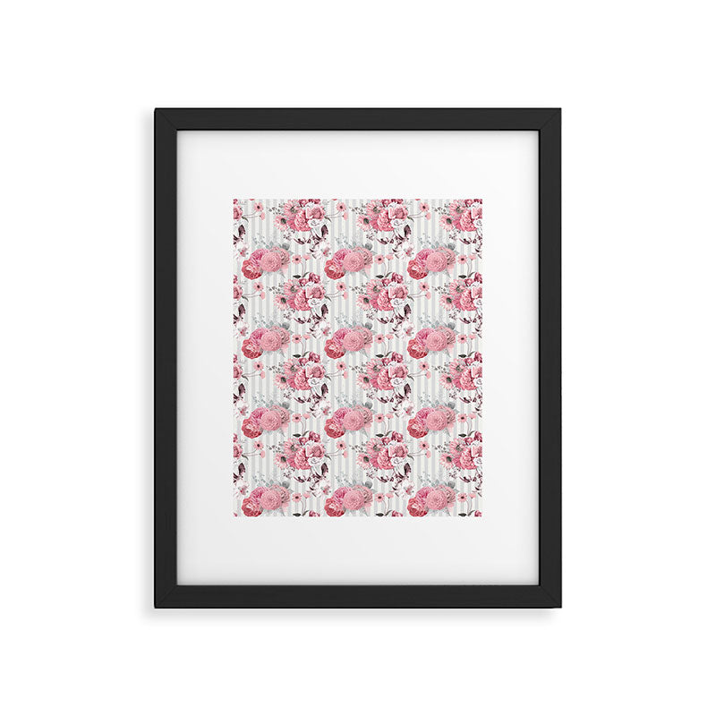 Vintage Striped Pink Floral Pattern Framed Art Print Gallery Image 6