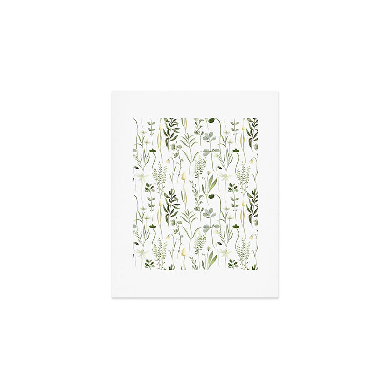 Watercolor Botanical Greenery Pattern Art Print Gallery Image 1