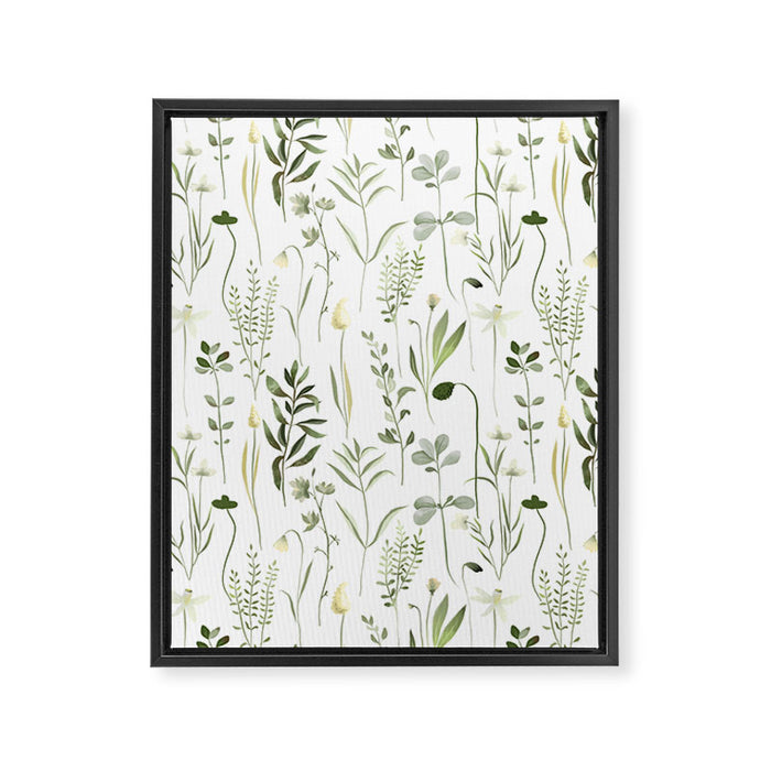 Watercolor Botanical Greenery Pattern Framed Canvas Print Gallery Image 1