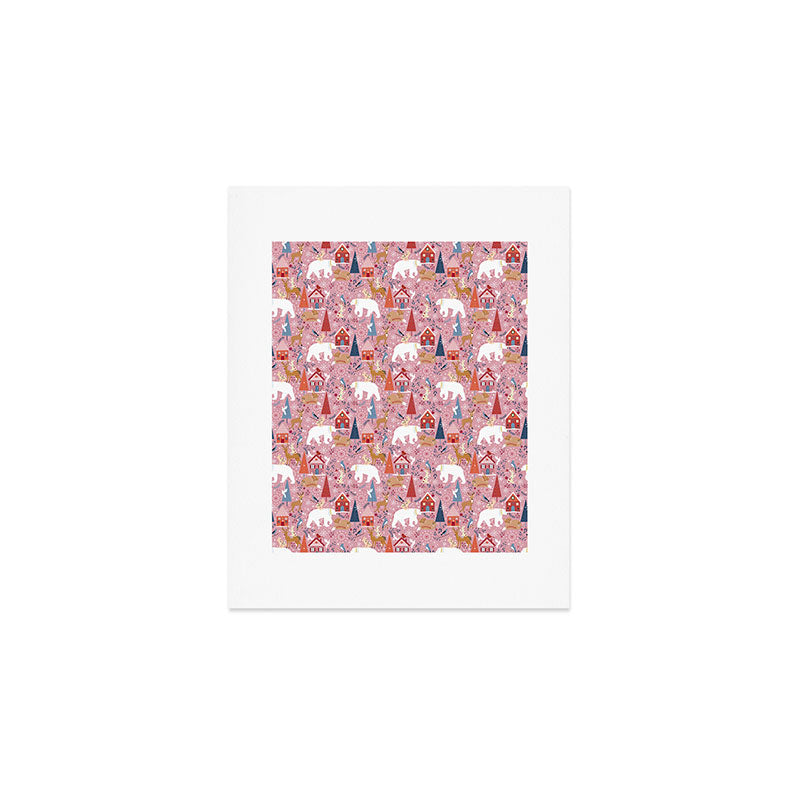 Colorful Scandinavian festive holiday animals Art Print Gallery Image 1