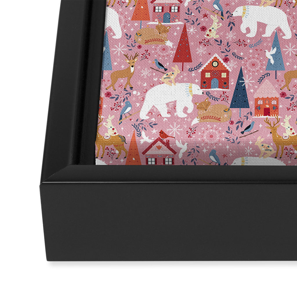 Colorful Scandinavian festive holiday animals Framed Canvas Print Gallery Image 3