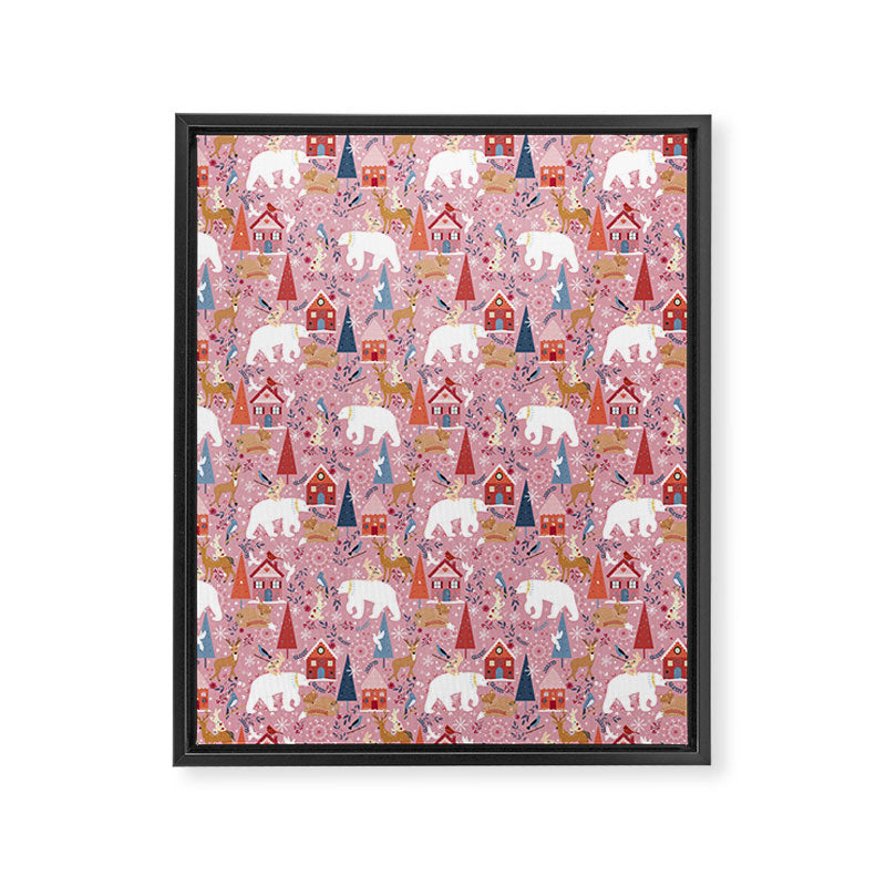 Colorful Scandinavian festive holiday animals Framed Canvas Print Gallery Image 8
