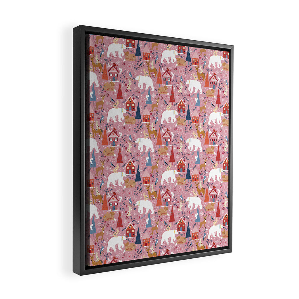 Colorful Scandinavian festive holiday animals Framed Canvas Print Gallery Image 2