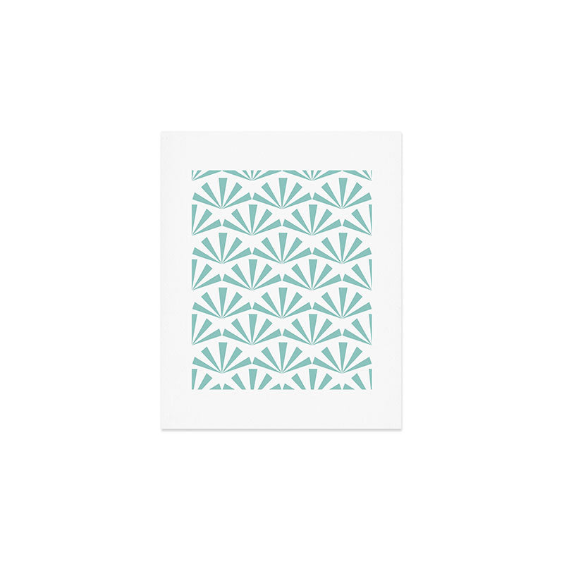 Light teal mid century modern sun pattern Art Print Gallery Image 1