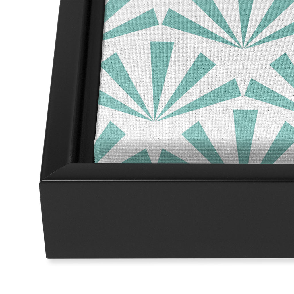 Light teal mid century modern sun pattern Framed Canvas Print Gallery Image 3