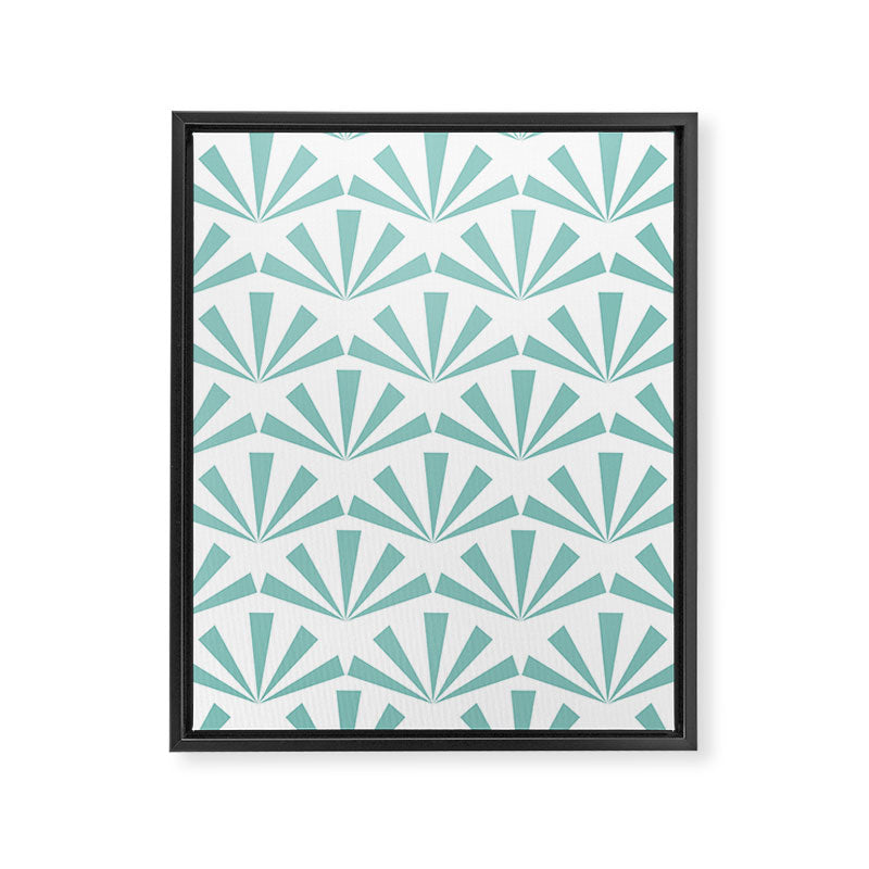 Light teal mid century modern sun pattern Framed Canvas Print Gallery Image 8