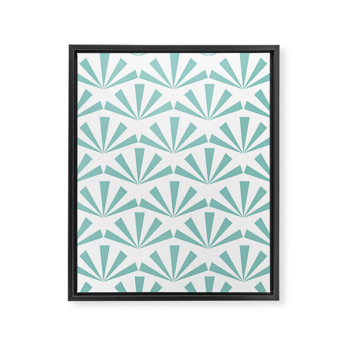 Light teal mid century modern sun pattern Framed Canvas Print Gallery Image 1