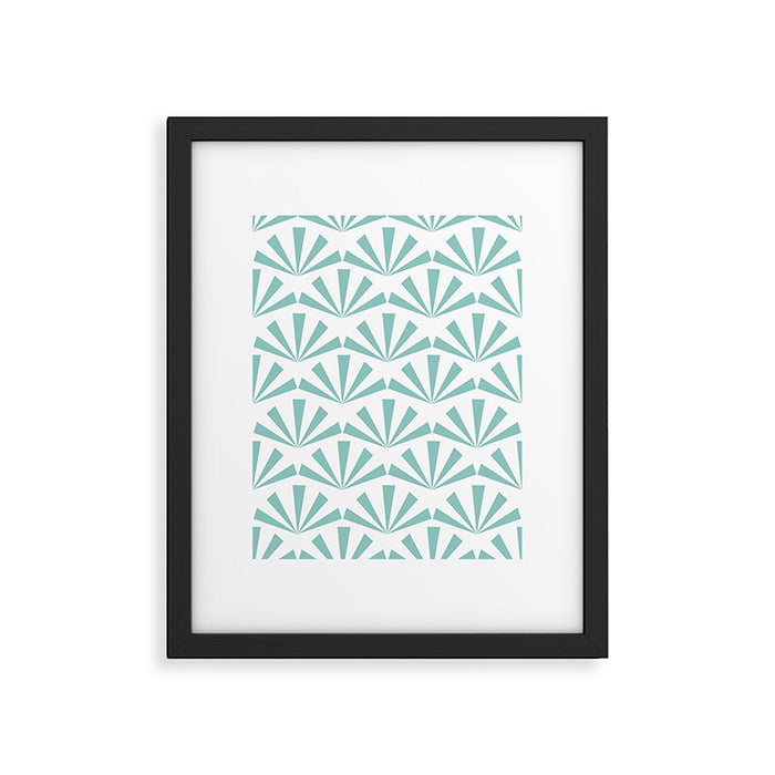 Light teal mid century modern sun pattern Framed Art Print Gallery Image 1
