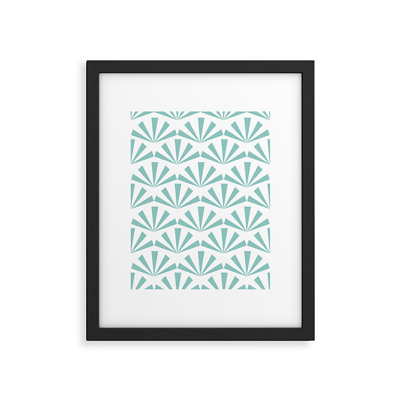 Light teal mid century modern sun pattern Framed Art Print Gallery Image 6