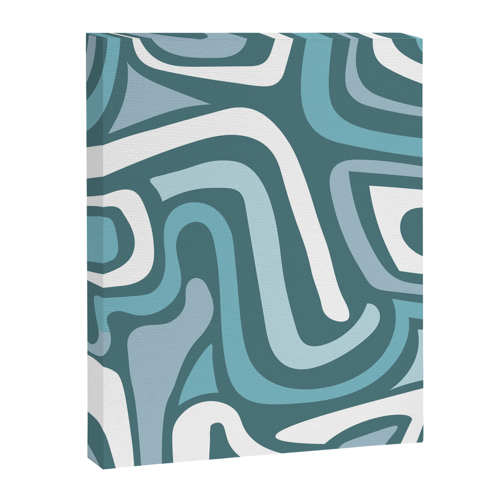 Mid century modern abstract retro blue swirls Canvas Print Gallery Image 8