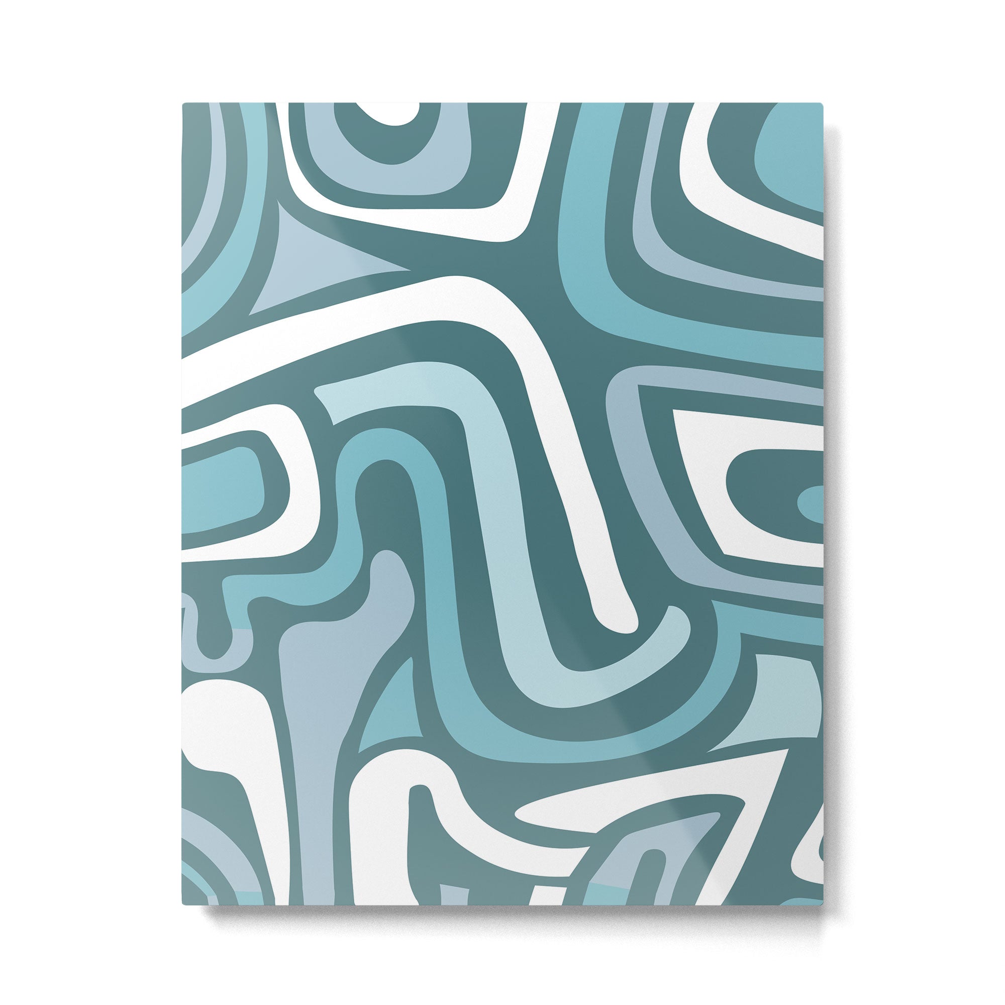 Mid century modern abstract retro blue swirls Metal Print Gallery Image 6