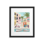 Retro Meditarranean coloful houses seascape Framed Art Print Gallery Image 5