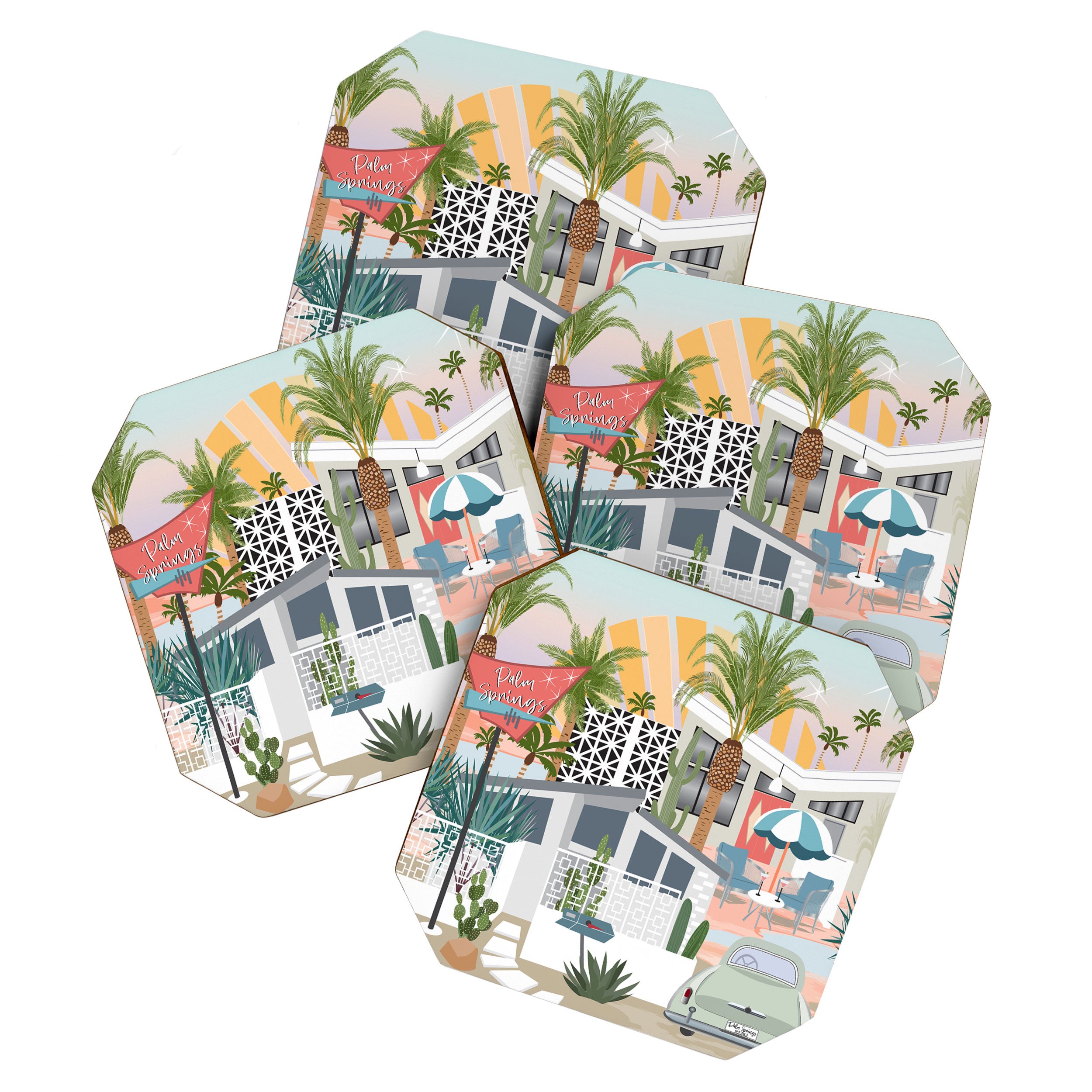 Retro Palm Springs II Coaster Gallery Image 1