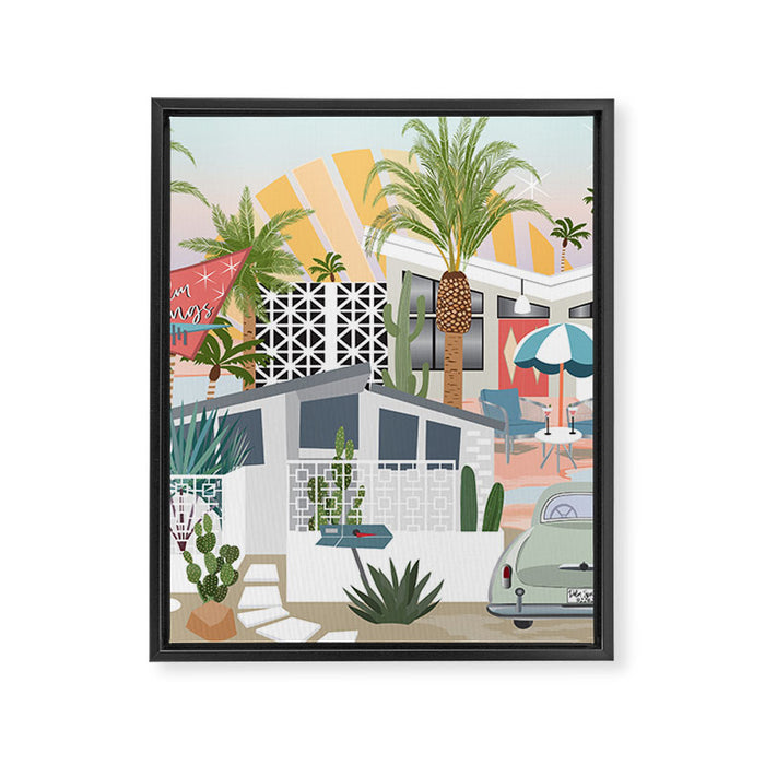 Retro Palm Springs II Framed Canvas Print Gallery Image 1