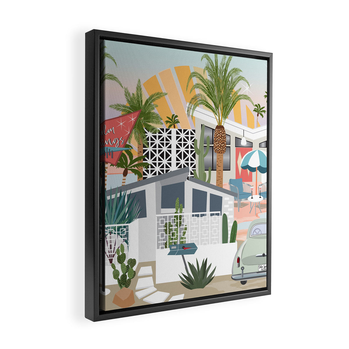Retro Palm Springs II Framed Canvas Print Gallery Image 2