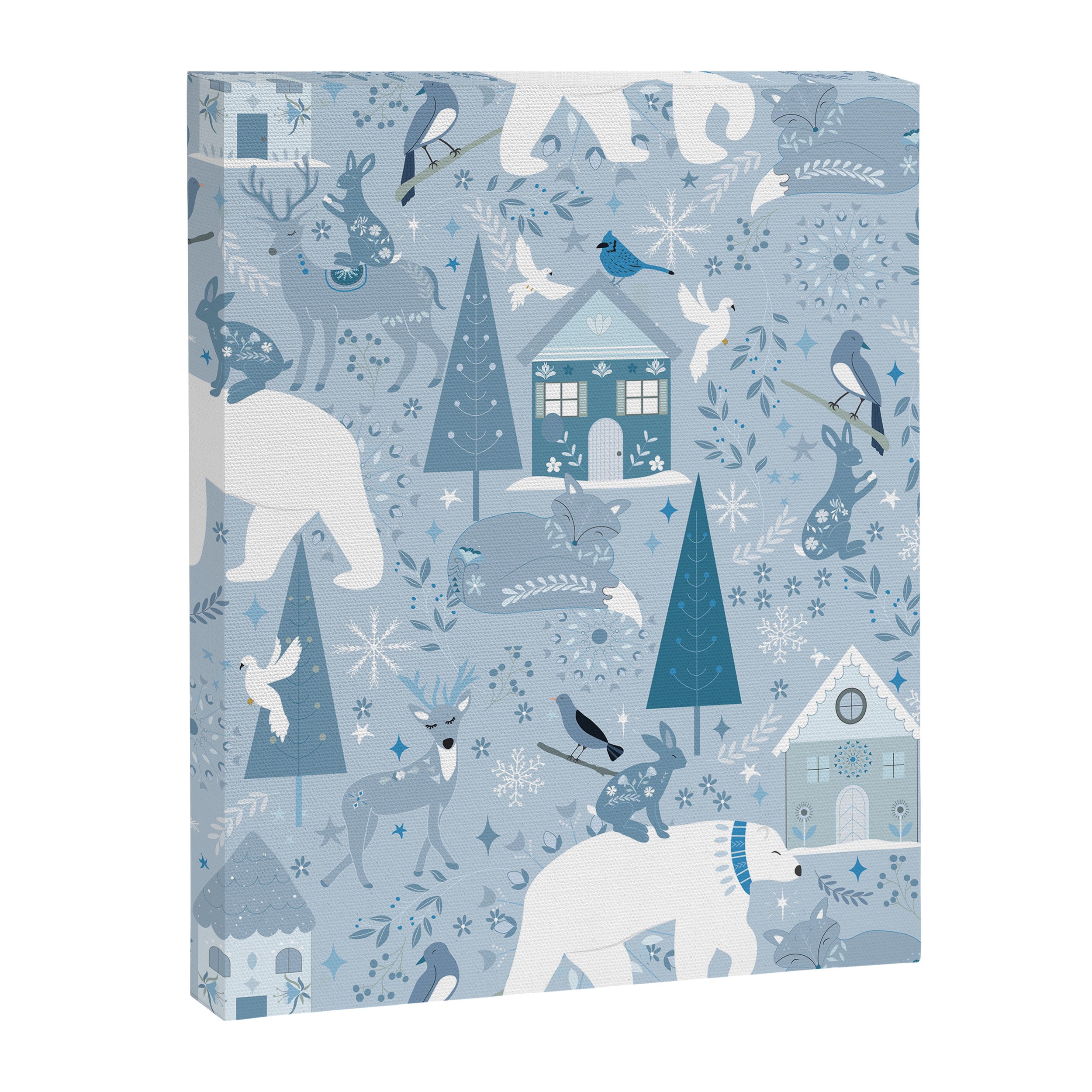 Scandinavian style festive winter animals blue Canvas Print Gallery Image 8