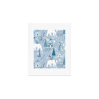 Scandinavian style festive winter animals blue Art Print Gallery Image 1