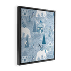 Scandinavian style festive winter animals blue Framed Canvas Print Gallery Image 2