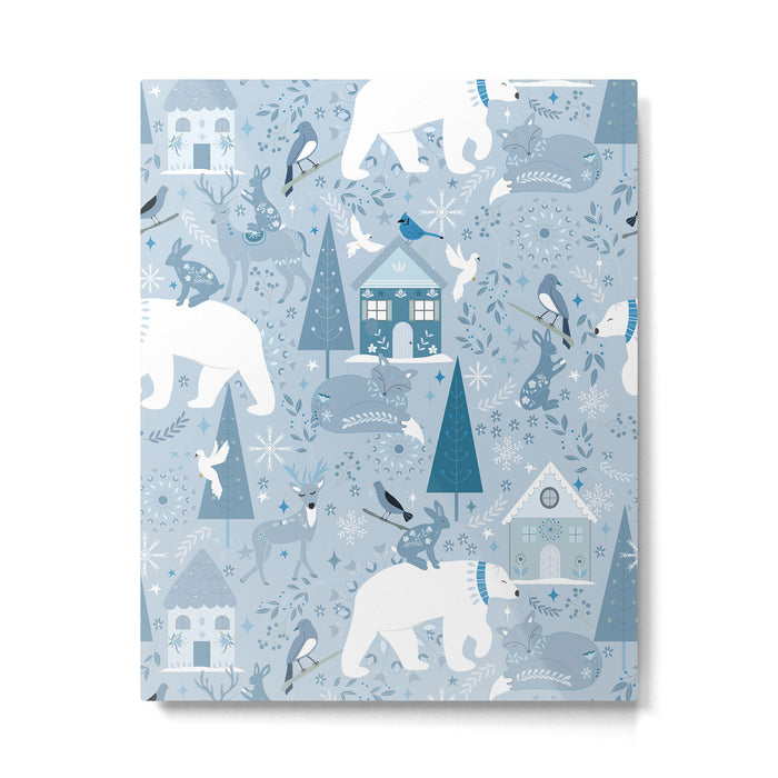 Scandinavian style festive winter animals blue Metal Print Gallery Image 1