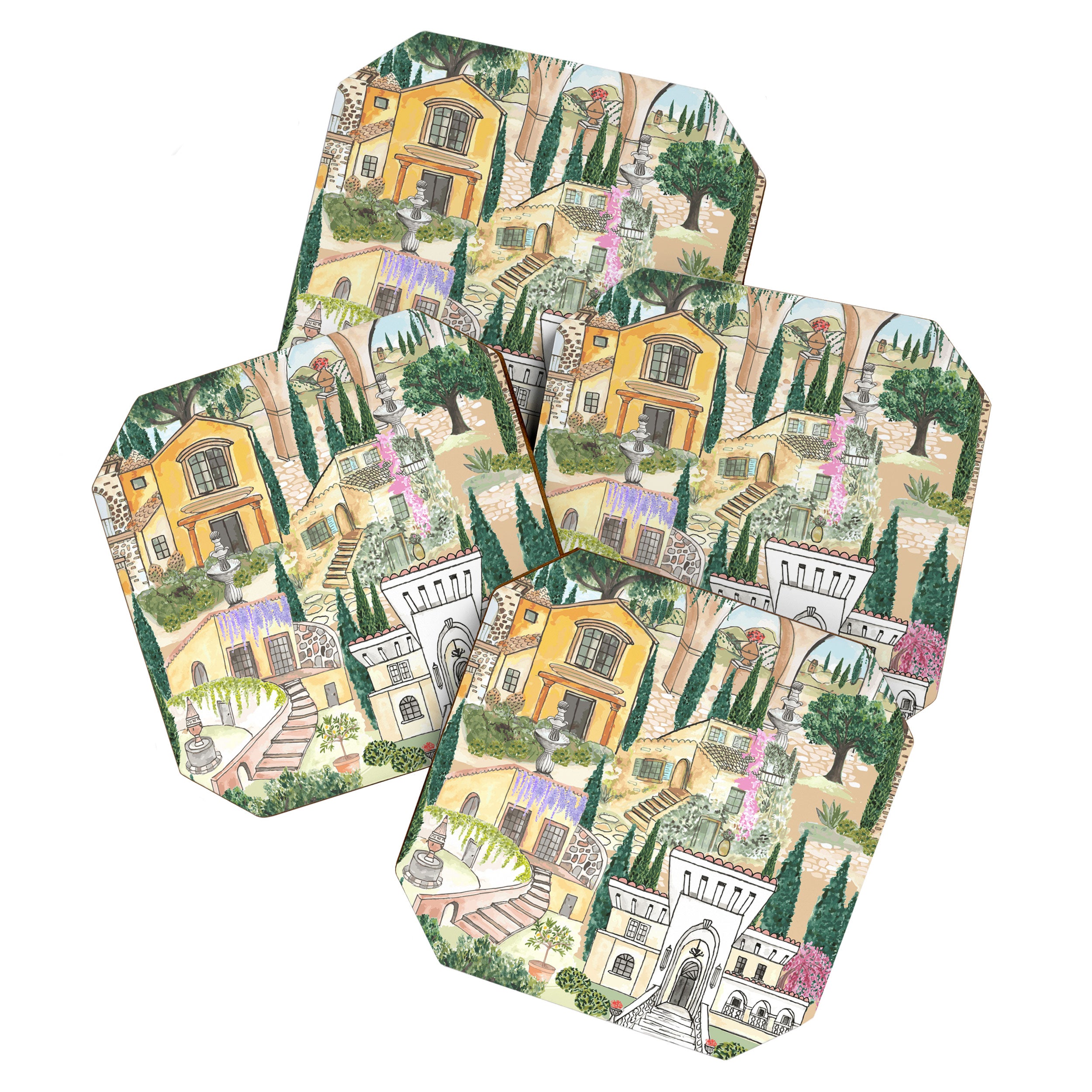 Tuscan villas watercolor Coaster Gallery Image 1