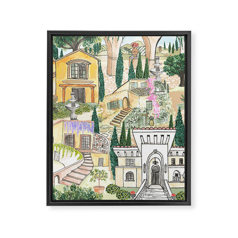 Tuscan villas watercolor Framed Canvas Print Gallery Image 8