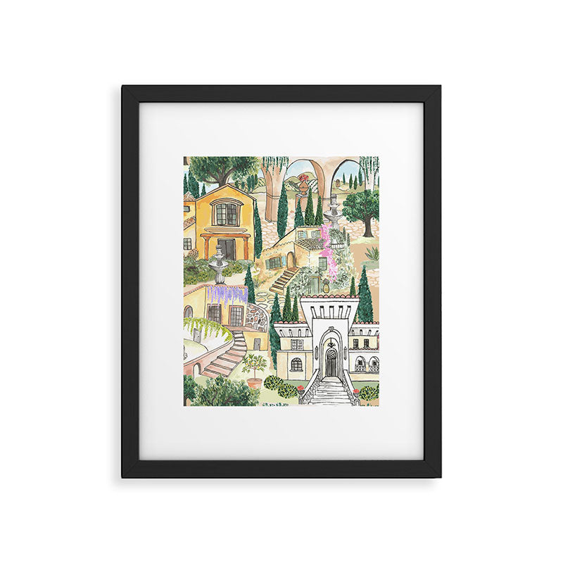 Tuscan villas watercolor Framed Art Print Gallery Image 6