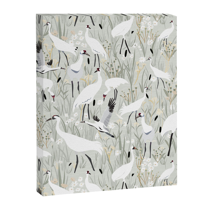 Whooping cranes neutral beige and white Canvas Print Gallery Image 1