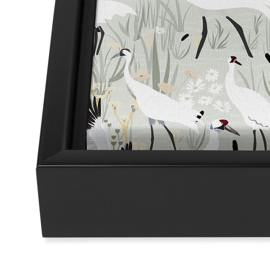 Whooping cranes neutral beige and white Framed Canvas Print Gallery Image 3