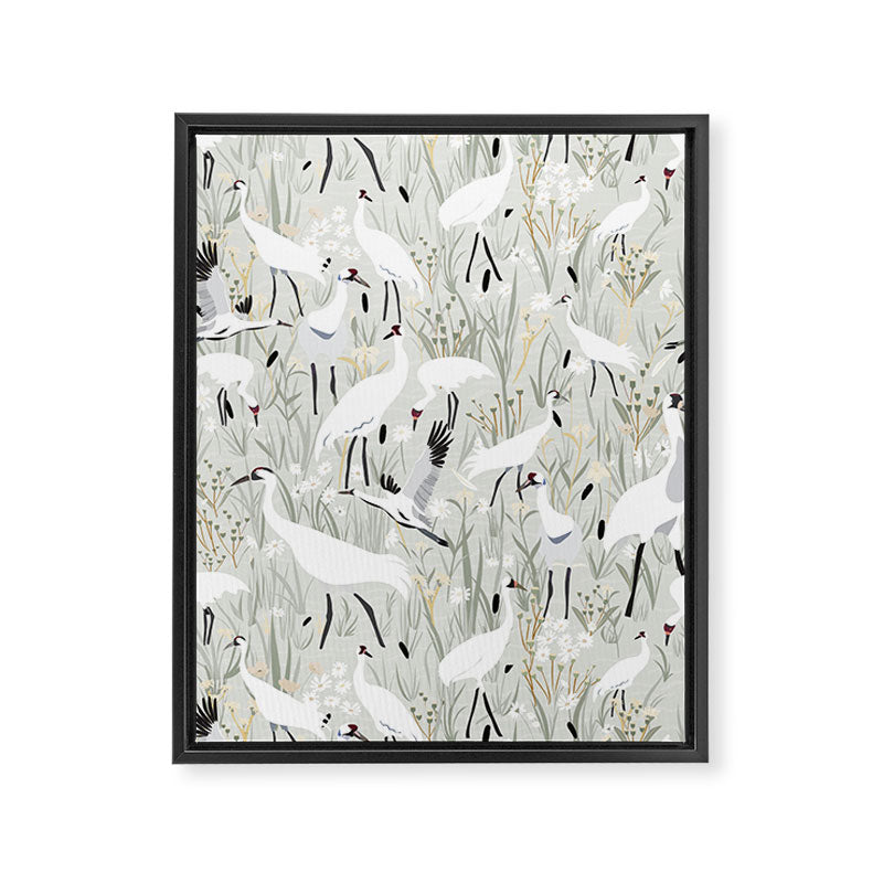 Whooping cranes neutral beige and white Framed Canvas Print Gallery Image 8