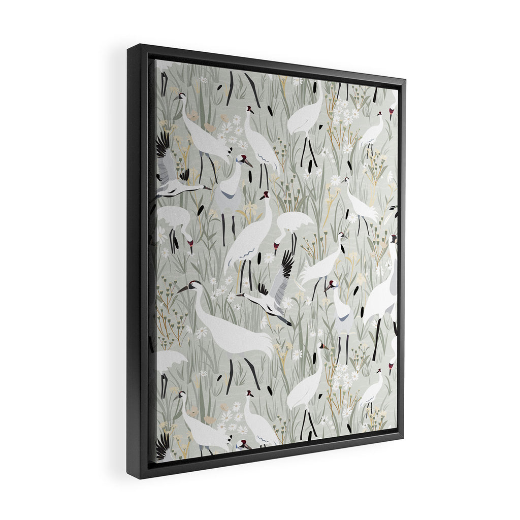Whooping cranes neutral beige and white Framed Canvas Print Gallery Image 2