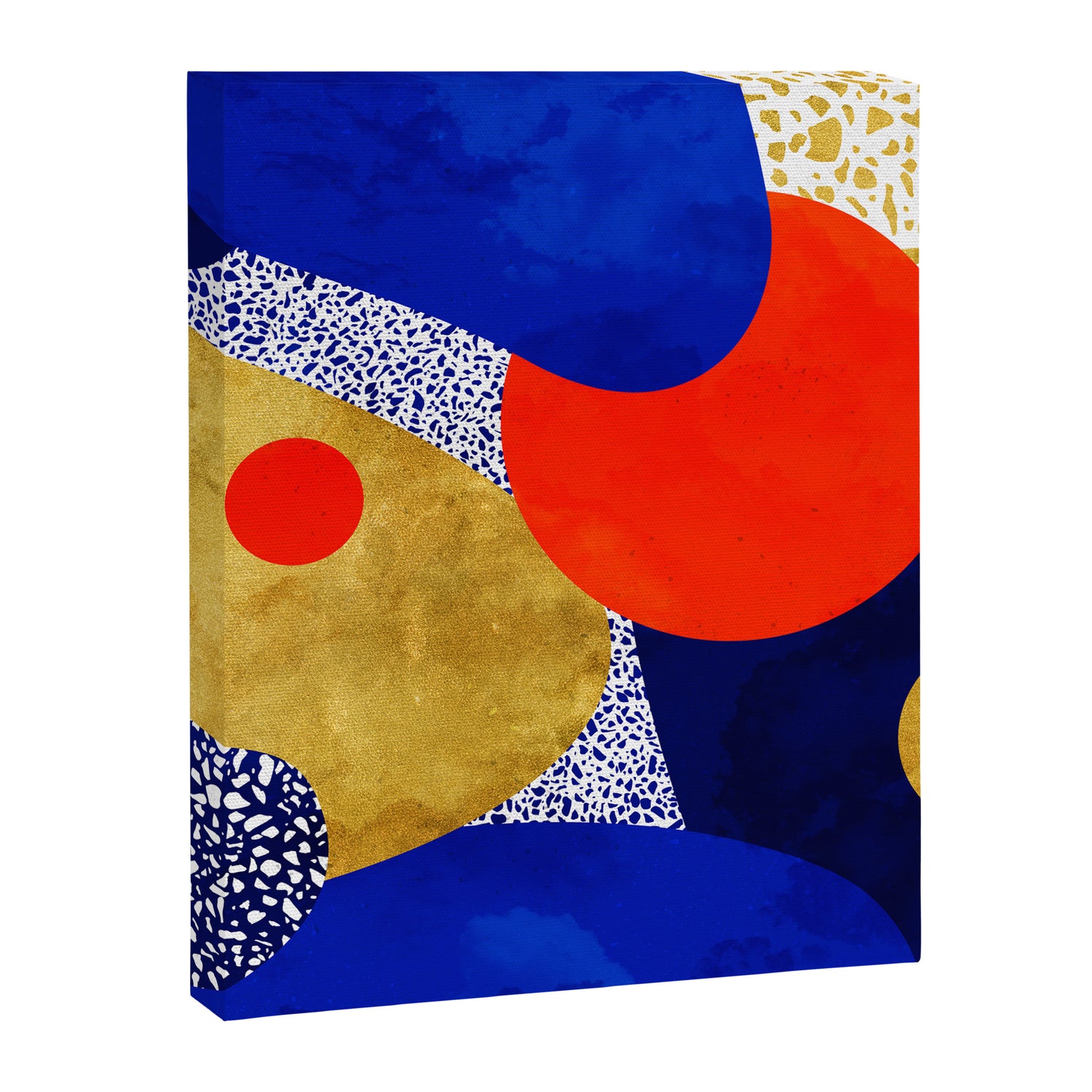 Terrazzo galaxy blue night yellow gold orange Canvas Print Gallery Image 8