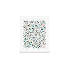 Terrazzo Memphis beige turquoise brown white Art Print Gallery Image 1