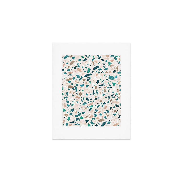 Terrazzo Memphis beige turquoise brown white Art Print Gallery Image 1
