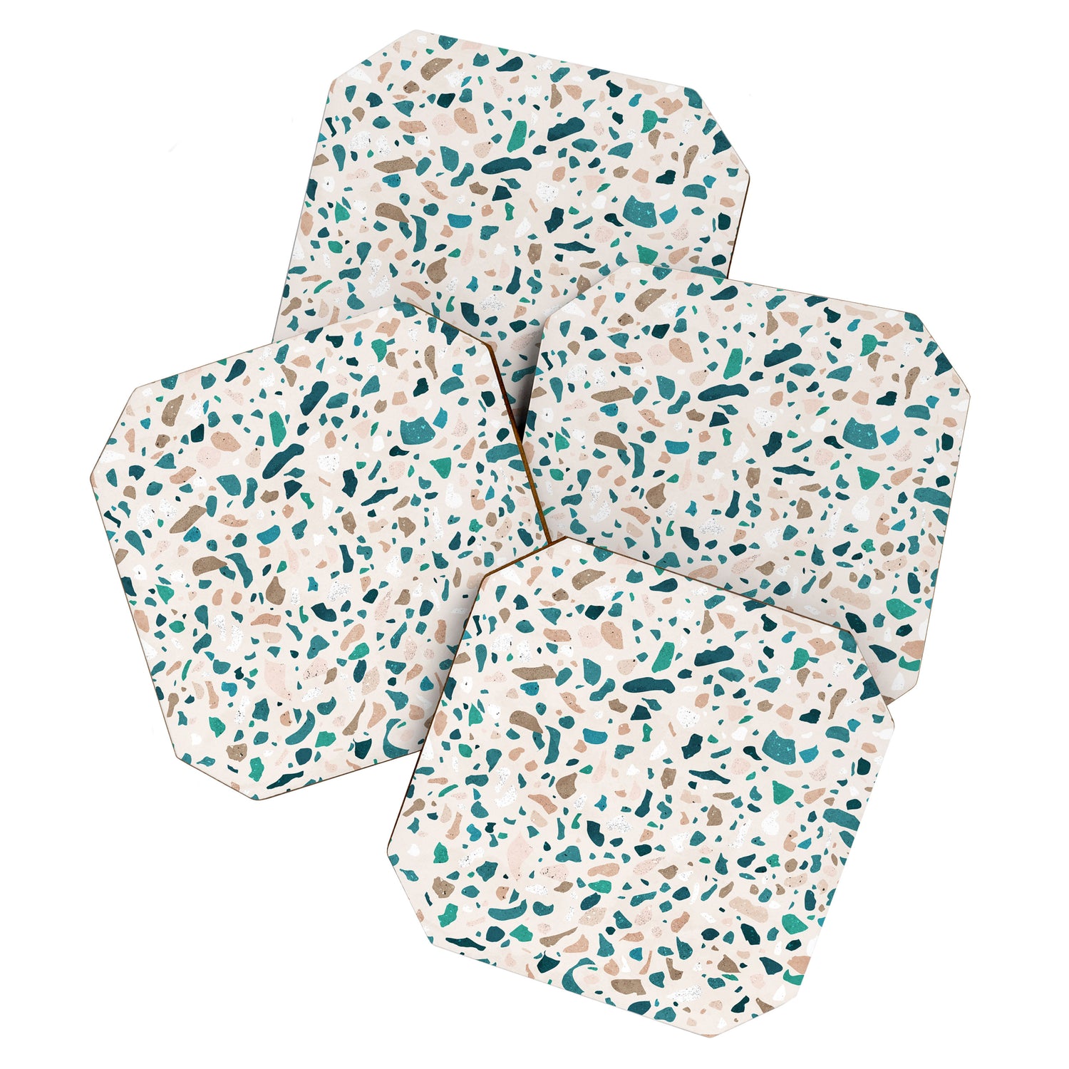 Terrazzo Memphis beige turquoise brown white Coaster Gallery Image 1