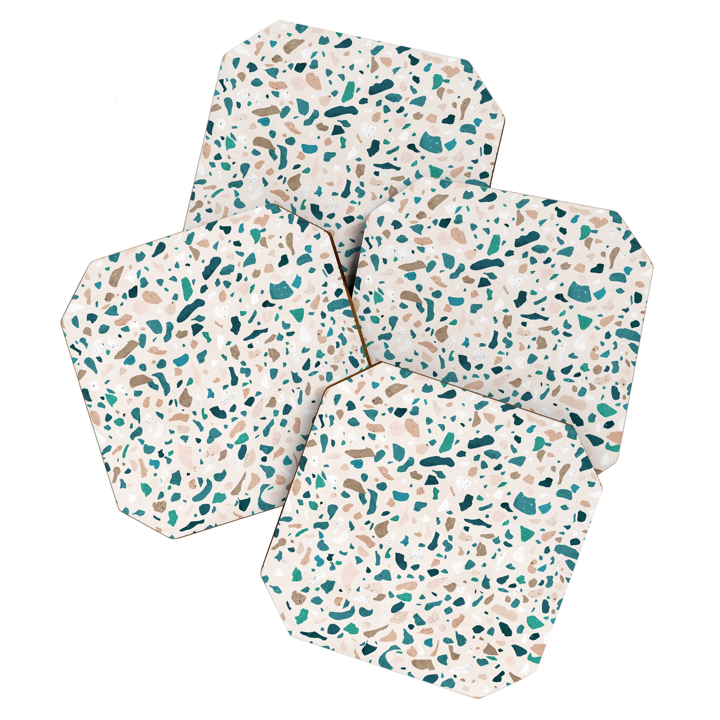 Terrazzo Memphis beige turquoise brown white Coaster Gallery Image 1
