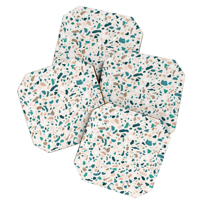 Terrazzo Memphis beige turquoise brown white Coaster Gallery Image 1
