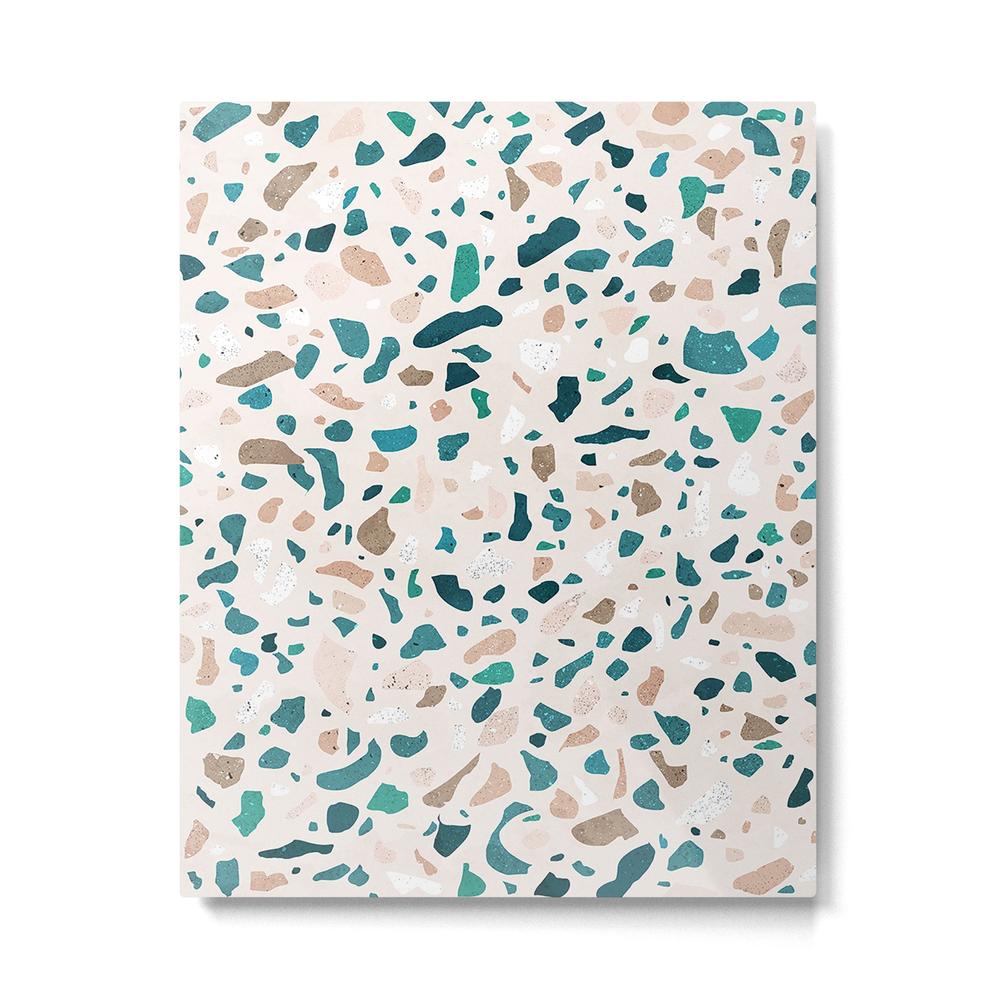 Terrazzo Memphis beige turquoise brown white Metal Print Gallery Image 6