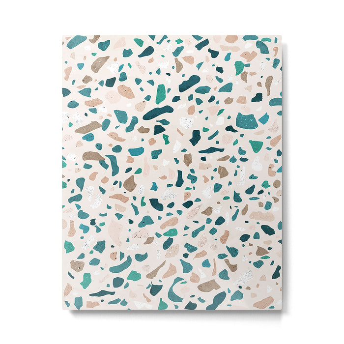 Terrazzo Memphis beige turquoise brown white Metal Print Gallery Image 1
