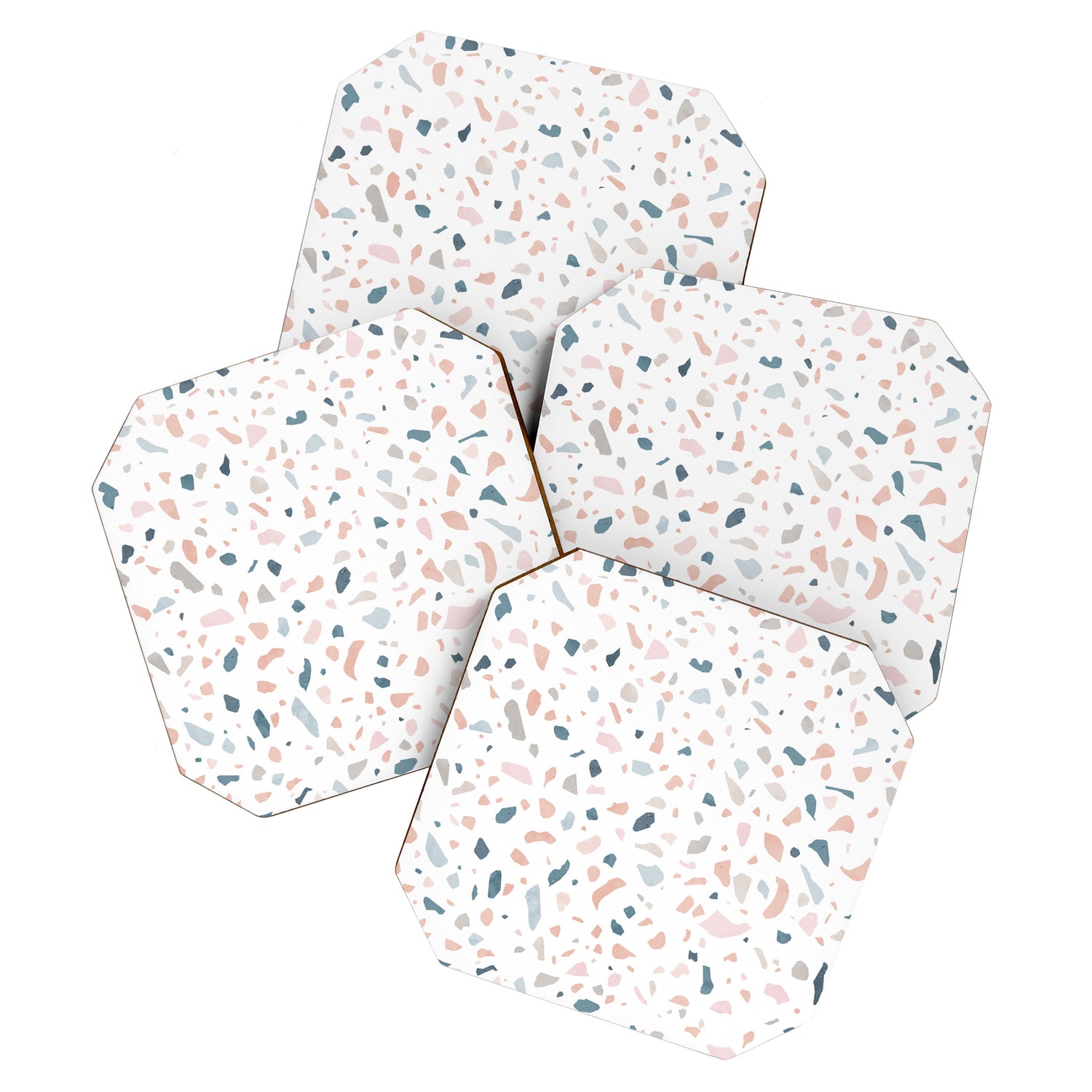 Terrazzo memphis blue pink pastel Coaster Gallery Image 1