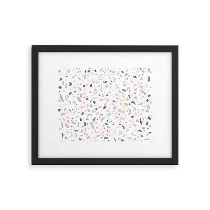Terrazzo memphis blue pink pastel Framed Art Print Gallery Image 1