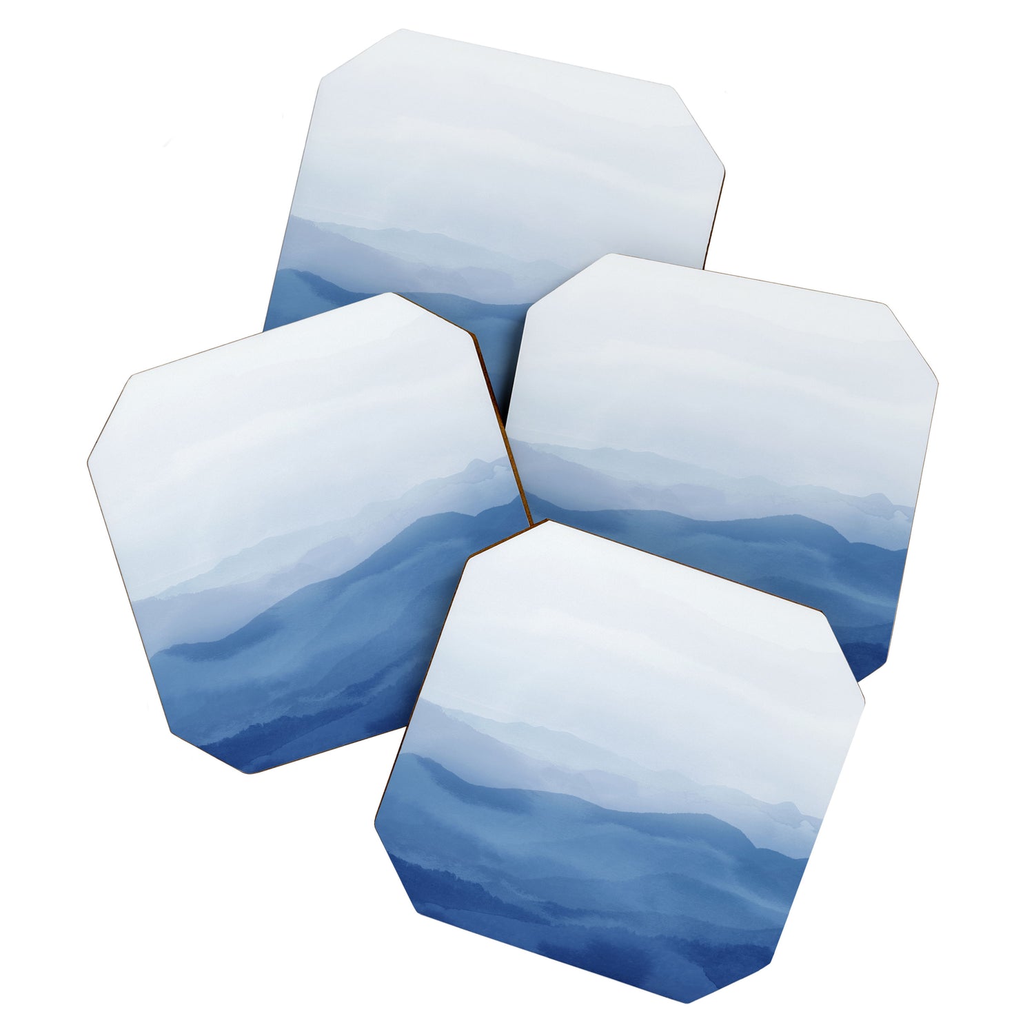 Abstract Watercolor Blue, Watercolor Mountains, Art Print By Synplus Coaster Gallery Image 1