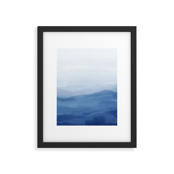 Abstract Watercolor Blue, Watercolor Mountains, Art Print By Synplus Framed Art Print Gallery Image 1
